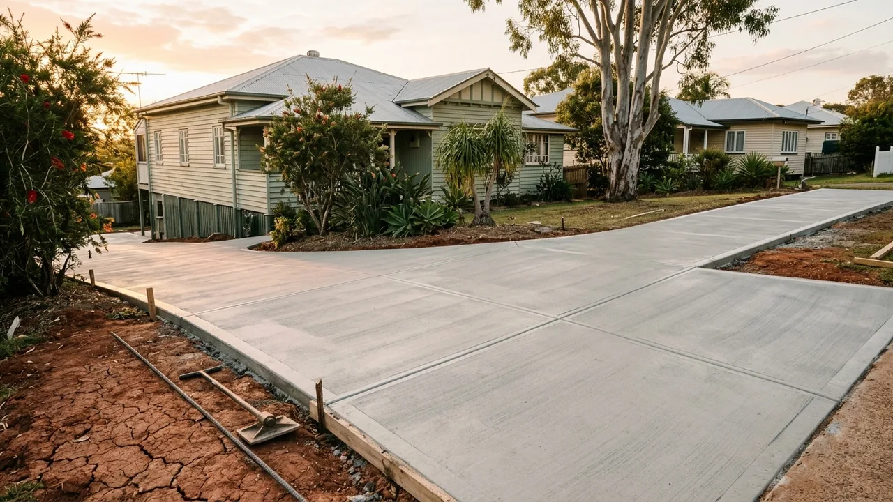 Brisbane concreting context shot for "Why does residential concrete crack and can it be prevented?"