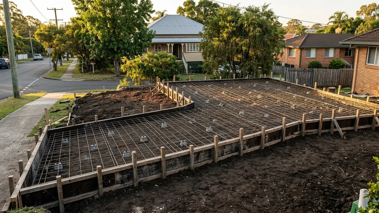 Brisbane concreting context shot for "What actually drives the cost of a concrete slab in Brisbane's western suburbs?"