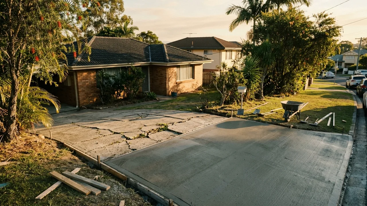 Brisbane concreting context shot for "Should you repair or replace your concrete driveway?"