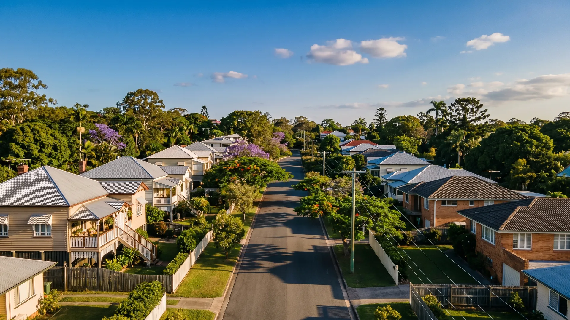 Aerial view of inner-Brisbane suburban streets near Chelmer