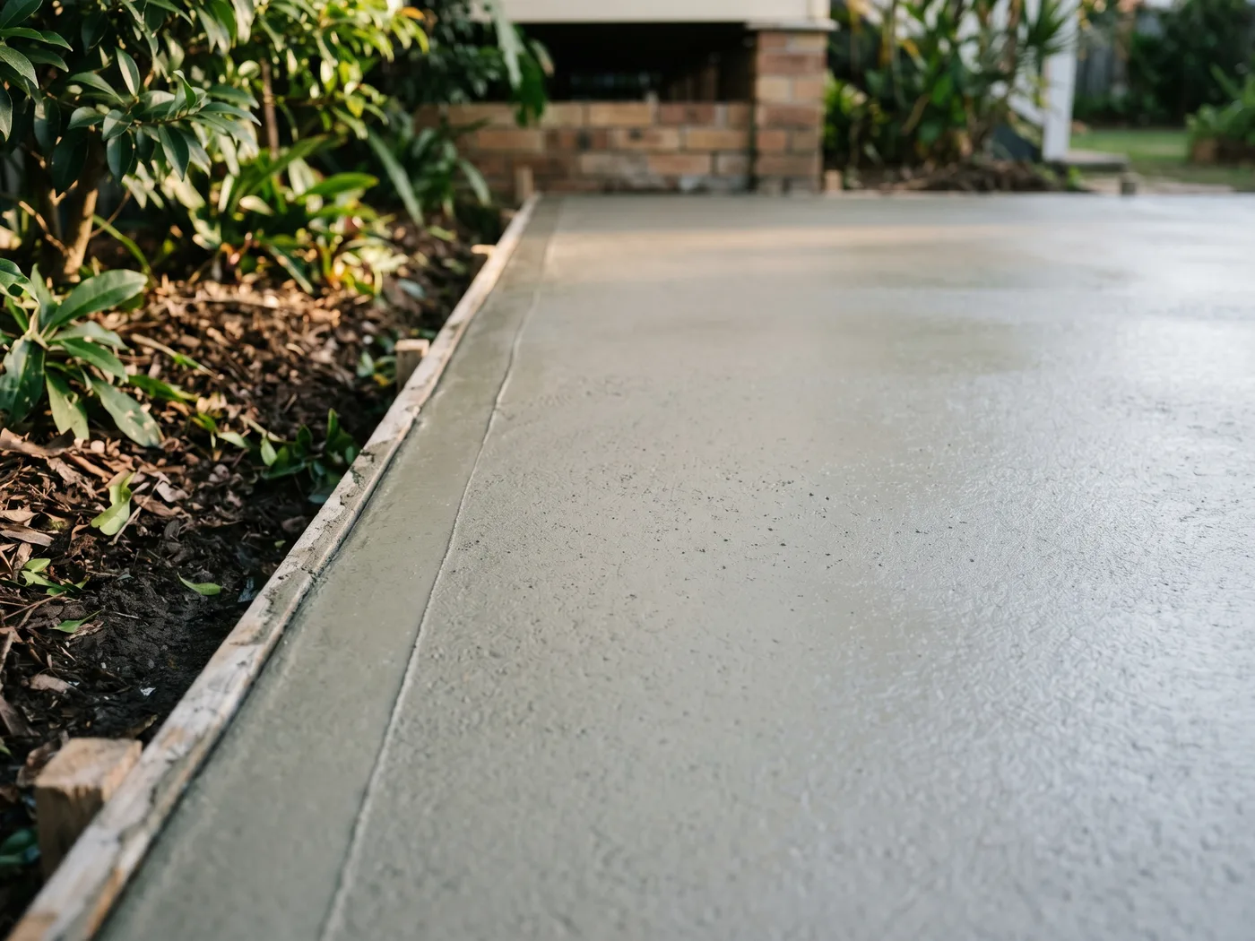 Close-up of a finished concreting job on a Brisbane home